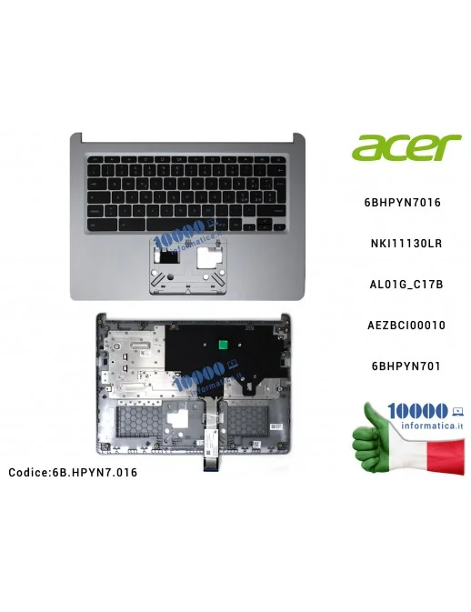 6B.HPYN7.016 Tastiera Italiana Completa di Top Case Superiore ACER Chromebook CB314-1HT (SILVER) 6BHPYN7016 NKI11130LR AL01G_...
