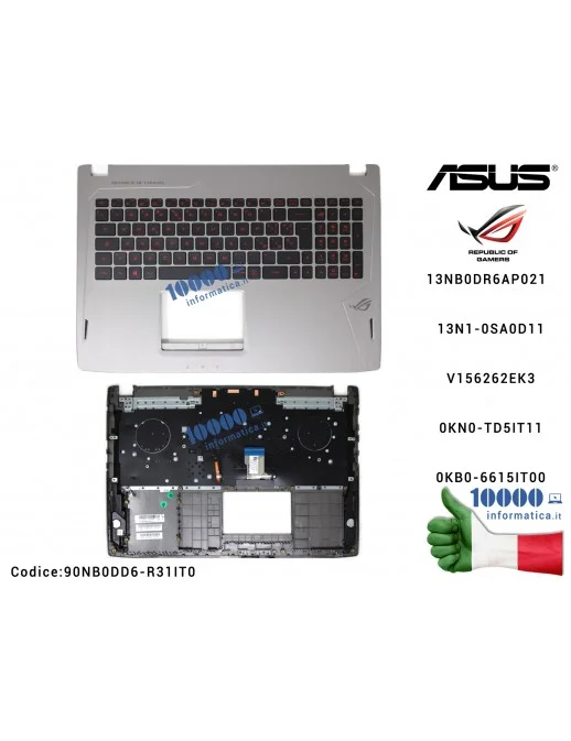 90NB0DD6-R31IT0 Tastiera Italiana Retroilluminata ASUS ROG GL502V GL502VS 13N1-0SA0D11 13NB0DR6AP0211 90NB0DD6-R31IT0