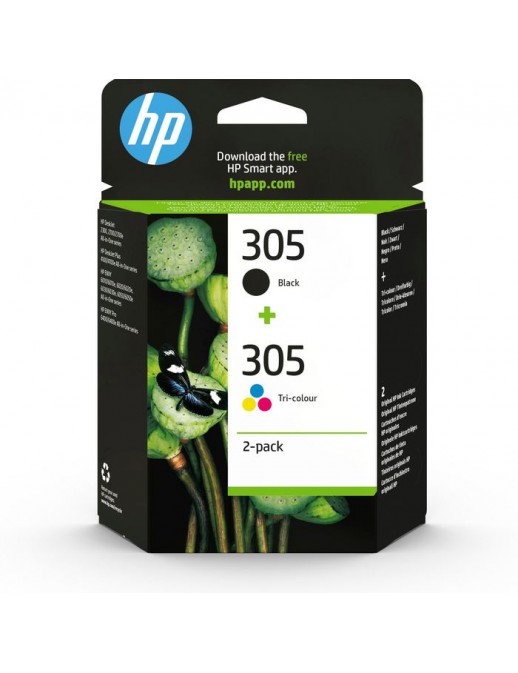 6ZD17AE 6ZD17AE HP 305 2-Pack Tri-color/Black Original Ink Cartridge 195161227042