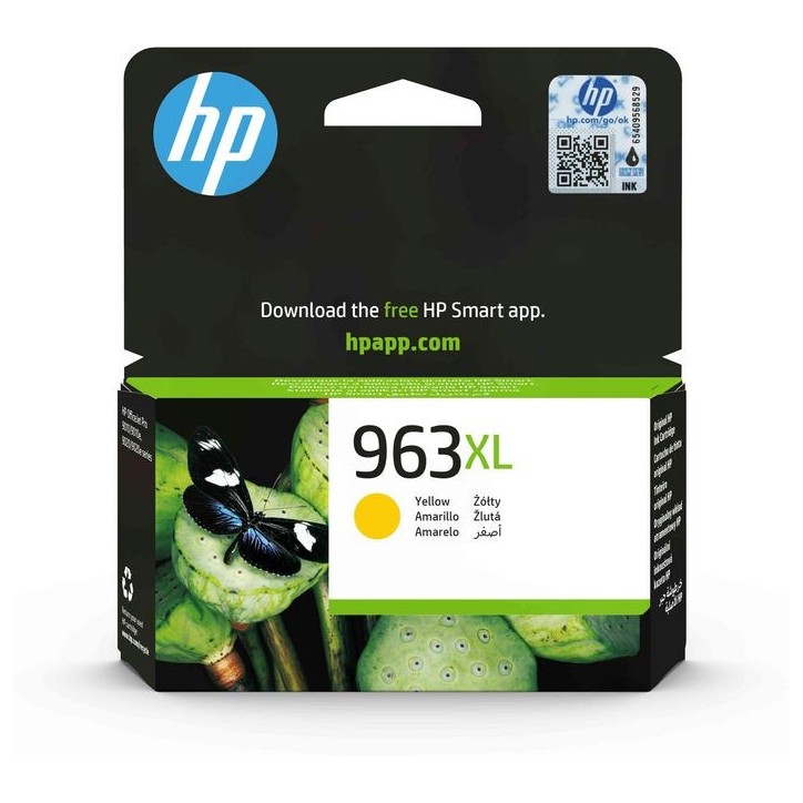 3JA29AE HP 963XL High Yield Yellow Original Ink Cartridge 192545866606, 192545866583, 192545866590