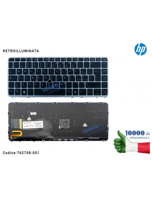 762758-061 Tastiera Italiana Retroilluminata HP EliteBook 840 G1 840 G2 850 G1 850 G2 ZBook 14 (FRAME SILVER) SX142025A-IT 77...