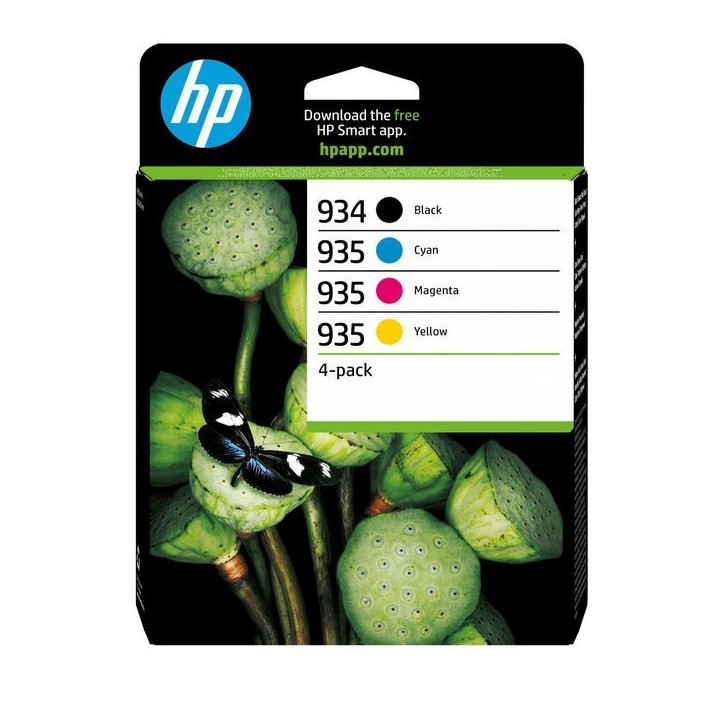 6ZC72AE HP 934XL Black/935 Cyan/Magenta/Yellow 4-pack Original Ink Cartridges 195122352264