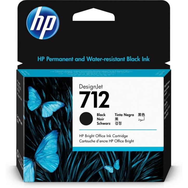 3ED71A HP 712 80-ml Black DesignJet Ink Cartridge 193905352852