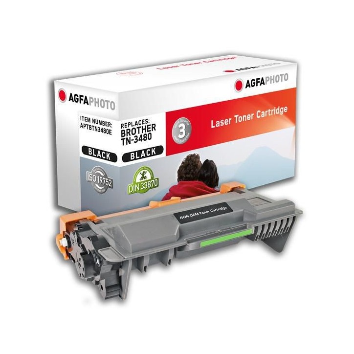 APTBTN3480E AgfaPhoto Laser cartridge replacement for TN-3480, Black TN-3480 8000 pagine