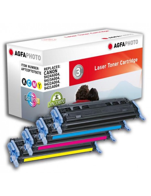 APTCEP707SETE APTCEP707SETE AgfaPhoto 3x 2000, 2500 page yield, f/Canon, BK/C/M/Y 1