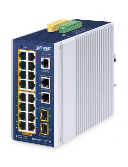 IGS-4215-16P2T2S IGS-4215-16P2T2S Planet Industrial 16-Port 10/100/1000T 802.3at PoE + 2-Port 10/100/1000T + 2-Port 100/1000X...