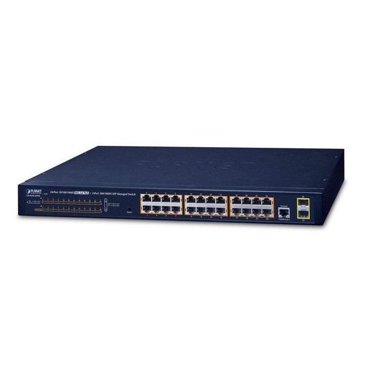 GS-4210-24P2S Planet 24-Port 10/100/1000T 802.3at PoE + 2-Port 100/1000X SFP Managed Switch FCC Part 15 Class A, CE