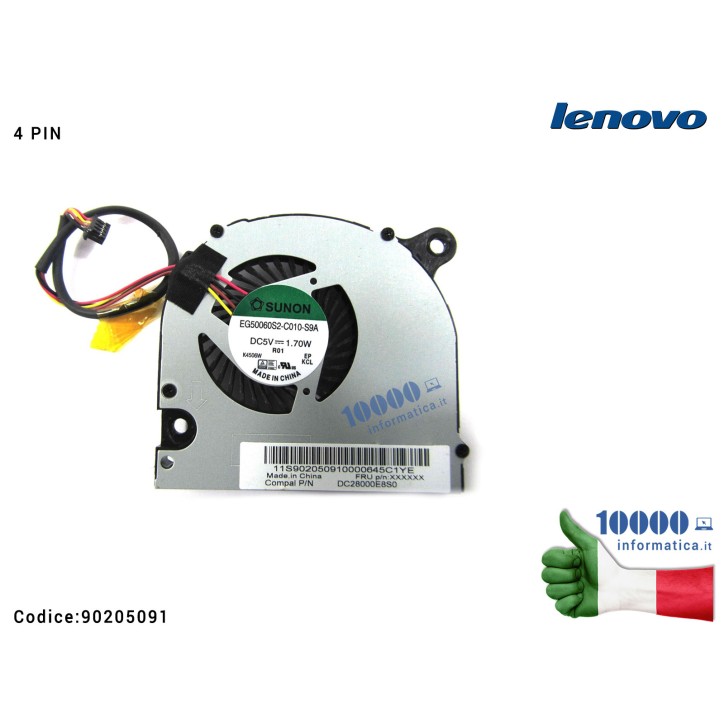 Ventola Fan LENOVO All In One C260 TA000-13013N 90205092 DC28000E8S0 EG50060S2-C010-S9A Ventola Fan LENOVO All In One C260 TA000-13013N 90205092 DC28000E8S0 EG50060S2-C010-S9A
