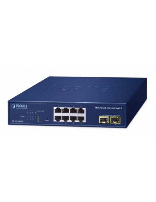 GS-2210-8T2S GS-2210-8T2S Planet 8-Port 10/100/1000T + 2-Port 1000X SFP Web Smart Ethernet Switch FCC Part 15 Class A, CE