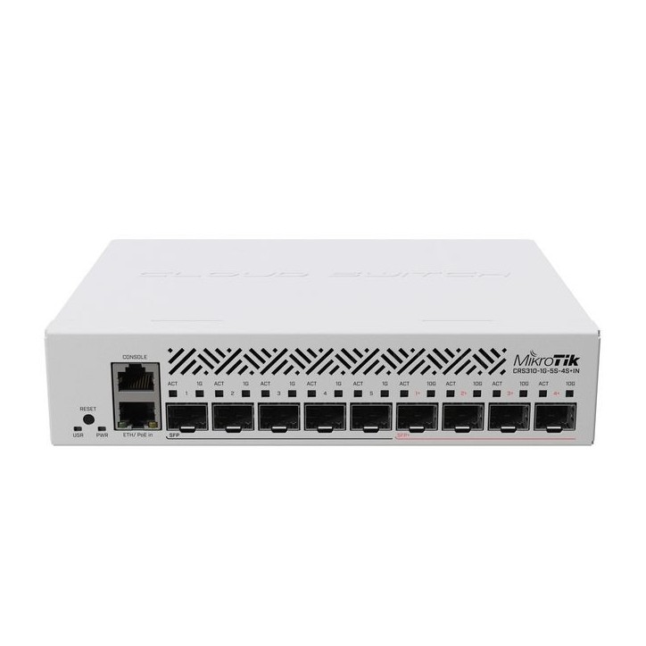 CRS310-1G-5S-4S+IN MikroTik 1x 1G Ethernet, 5x SFP, 4x SFP+, RouterOS CE, EAC, ROHS