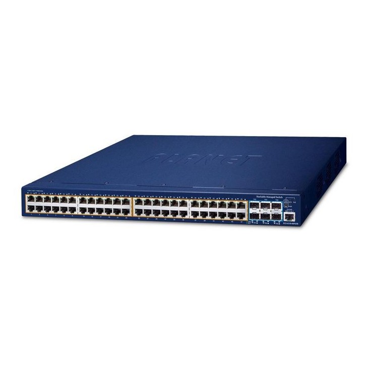 SGS-6310-48P6XR Planet L3 48-Port 10/100/1000T 802.3at PoE + 6-Port 10G SFP+ Stackable Managed Switch with 55V DC Redundant Powe