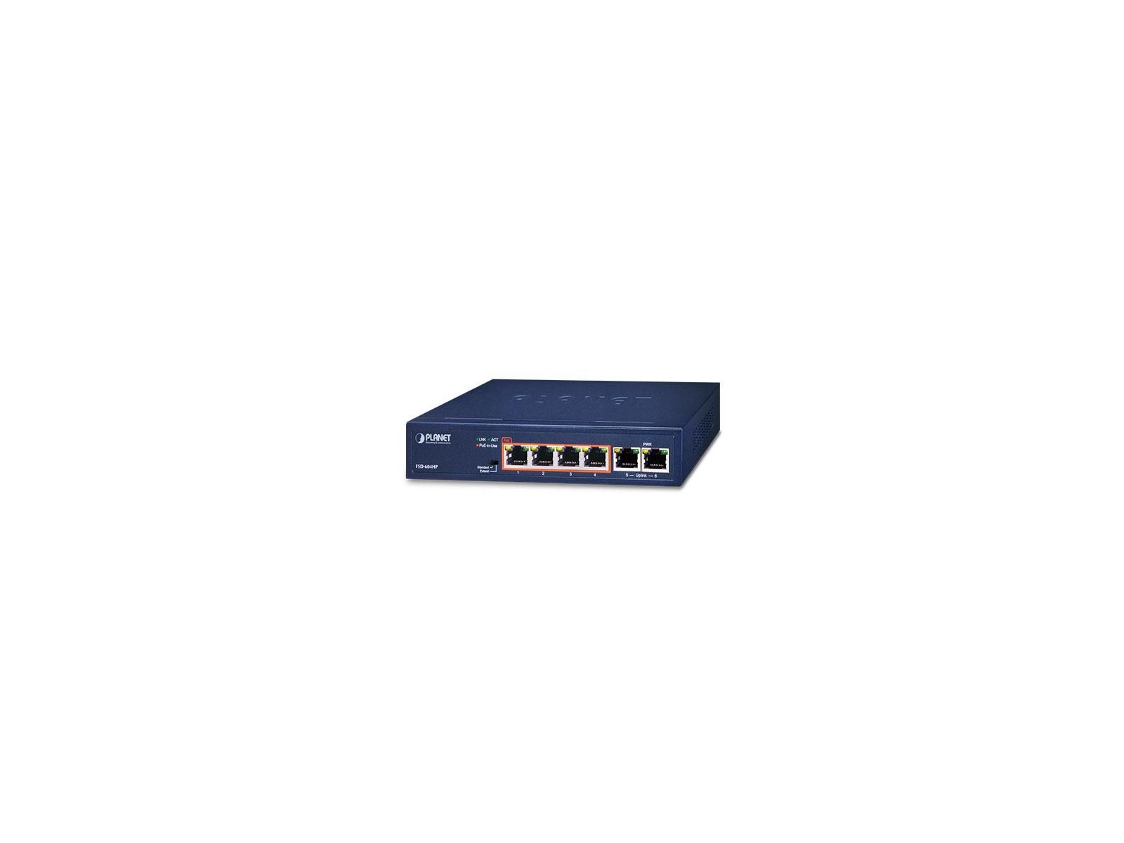 FSD-604HP-SD FSD-604HP-SD Planet 4-Port 10/100TX 802.3af/at PoE + 2-Port 10/100TX Desktop Switch (60 Watts) FSD-604HP CE, FCC