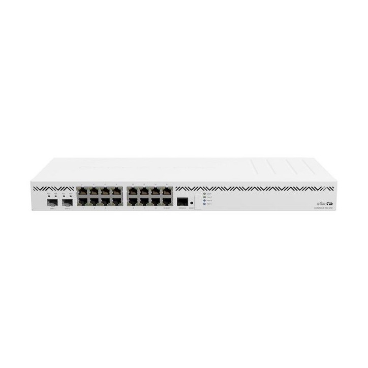 CCR2004-16G-2S+ MikroTik 16Gbit0, LAN, 2x SFP+, Dual PSU Rack, 4 GB (RAM), 48 W, USB 3.0 RoHS