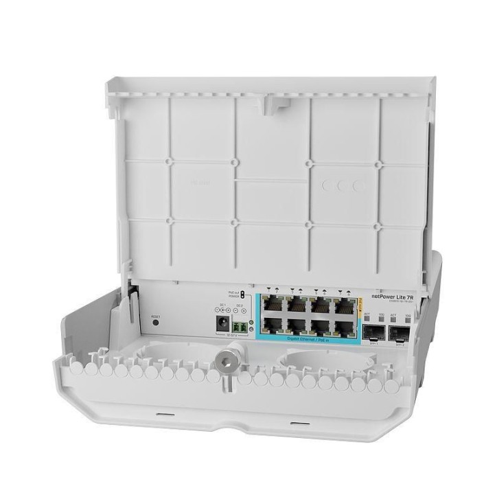 CSS610-1GI-7R-2S+OUT MikroTik netPower Lite 7R, 8 x 10/100/1000 Ethernet ports, 1 x PoE-out, 2 x SFP+ ports NONE - Only use for 
