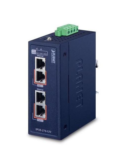 IPOE-270-12V IPOE-270-12V Planet 4x 2.5G/5G RJ-45, DIN, PoE, 12V, IP30, 41x70x115 mm FCC 15 A, CE