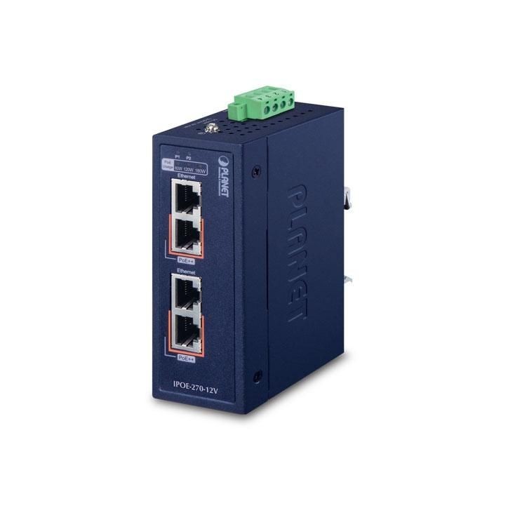 IPOE-270-12V Planet 4x 2.5G/5G RJ-45, DIN, PoE, 12V, IP30, 41x70x115 mm FCC 15 A, CE