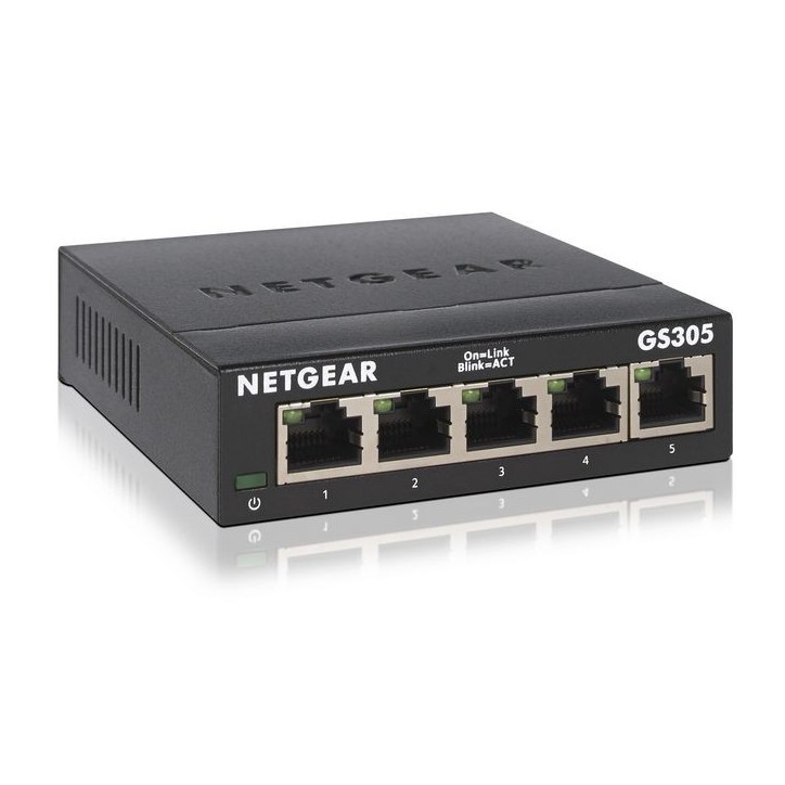 GS305-300PES Netgear GS305v3, 5x RJ-45, 10/100/1000Mbps, 2K, 128 KB, 10 Gbps, metal EU MODEL 1,448 Mpps
