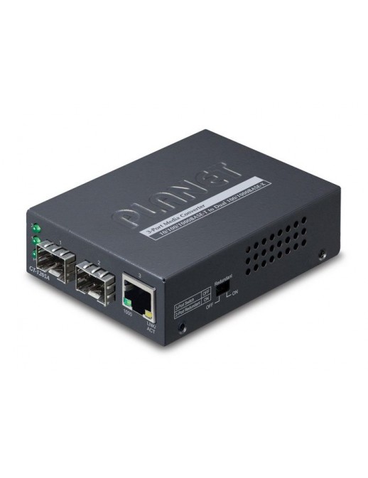 GT-1205A GT-1205A Planet 10/100/1000BASE-T to Dual 100/1000BASE-X SFP Media Converter FCC Class B, CE