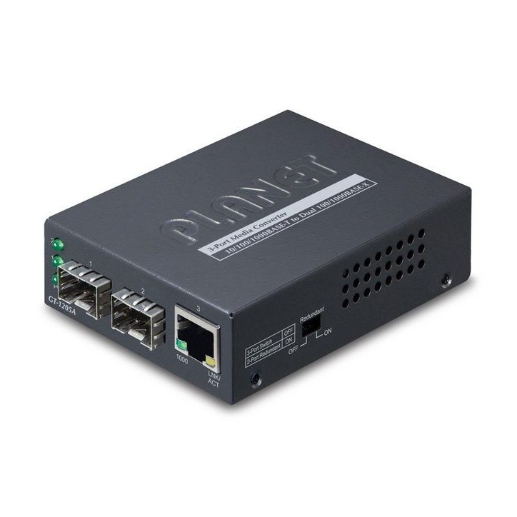 GT-1205A Planet 10/100/1000BASE-T to Dual 100/1000BASE-X SFP Media Converter FCC Class B, CE