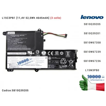 Batteria L15C3PB1 [3 celle] LENOVO IdeaPad 330S-14IKB (81F4) (81F5) (81JM) [11,4V 52,5Wh 4645mAh] 5B10Q39201 5B10W67358 5B10W672