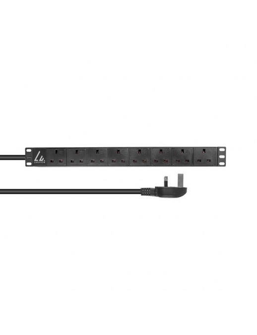 LVR-3MUK-SPD-UK8 LVR-3MUK-SPD-UK8 Lanview UK Rack mount power strip, 3m, 13A with 8 x UK socketsfits 19 inch racks. Vertical