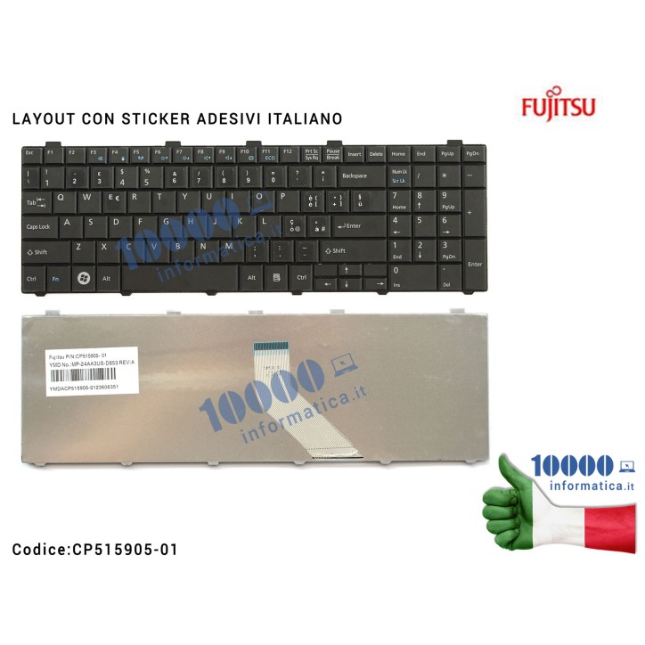 Tastiera Straniera FUJITSU LifeBook AH530 AH521 A530 AH531 NH751 V180606A 24A63-US