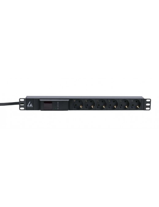 LVR261876S LVR261876S Lanview 19'' rack mount power strip, 4m, 16A with 6 x Schuko type F socket and AMP meter Horizontal