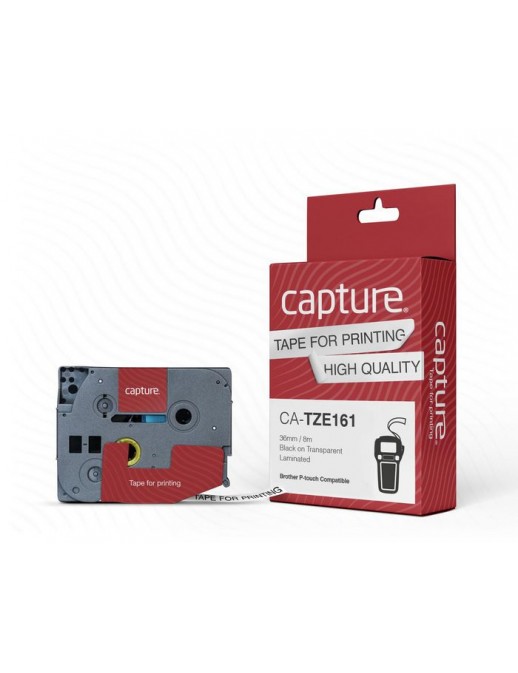 CA-TZE161 CA-TZE161 Capture TZE161 P-Touch compatible 36mm x 8m Black on Transparent Tape TZE161 BROTHER