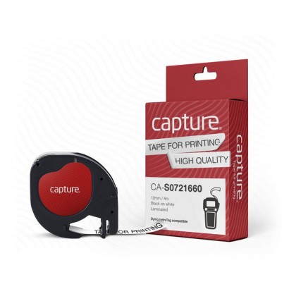 CA-S0721660 CA-S0721660 Capture S0721660 LetraTag compatible 12mm x 4.0m Black on White Plastic Labeltape S0721660 S0883990