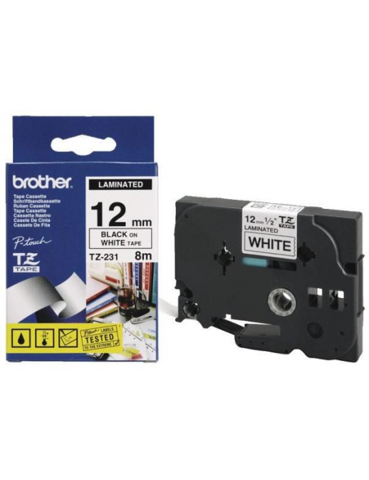 TZ231 TZ231 Brother Genuine Brother TZe-231 Labelling Tape Cassette – Black on White, 12mm wide TZE-231, TZE231