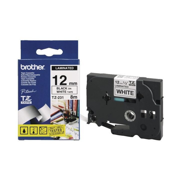 TZ231 Brother Genuine Brother TZe-231 Labelling Tape Cassette – Black on White, 12mm wide TZE-231, TZE231