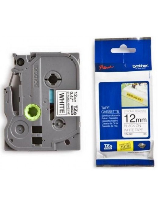 TZ-231 TZ-231 Brother Black on White Gloss Laminated Tape, 12 mm Black