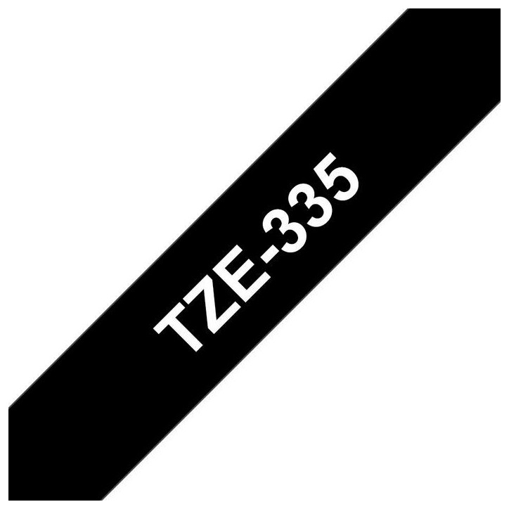 TZE-335 Brother 12 mm white on black tape, 8m Brother