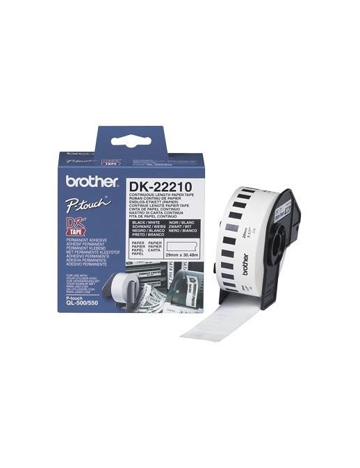 DK22210 DK22210 Brother Durable White Paper Tape - Medium Width Tape - 29mm x 30.48m Brother