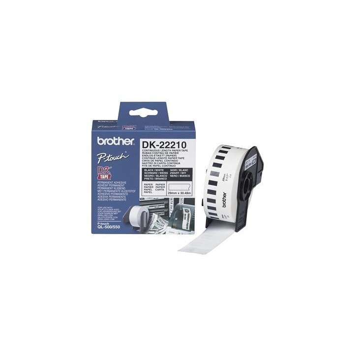 DK22210 Brother Durable White Paper Tape - Medium Width Tape - 29mm x 30.48m Brother