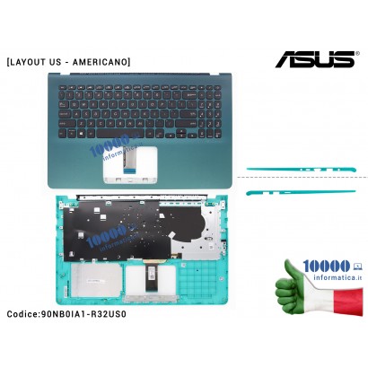 90NB0IA1-R32US0 Tastiera US Retroilluminata ASUS X530 S530 [Firmament Green - VERDE] VivoBook S15 X530U X530UN S530U S530UN X...