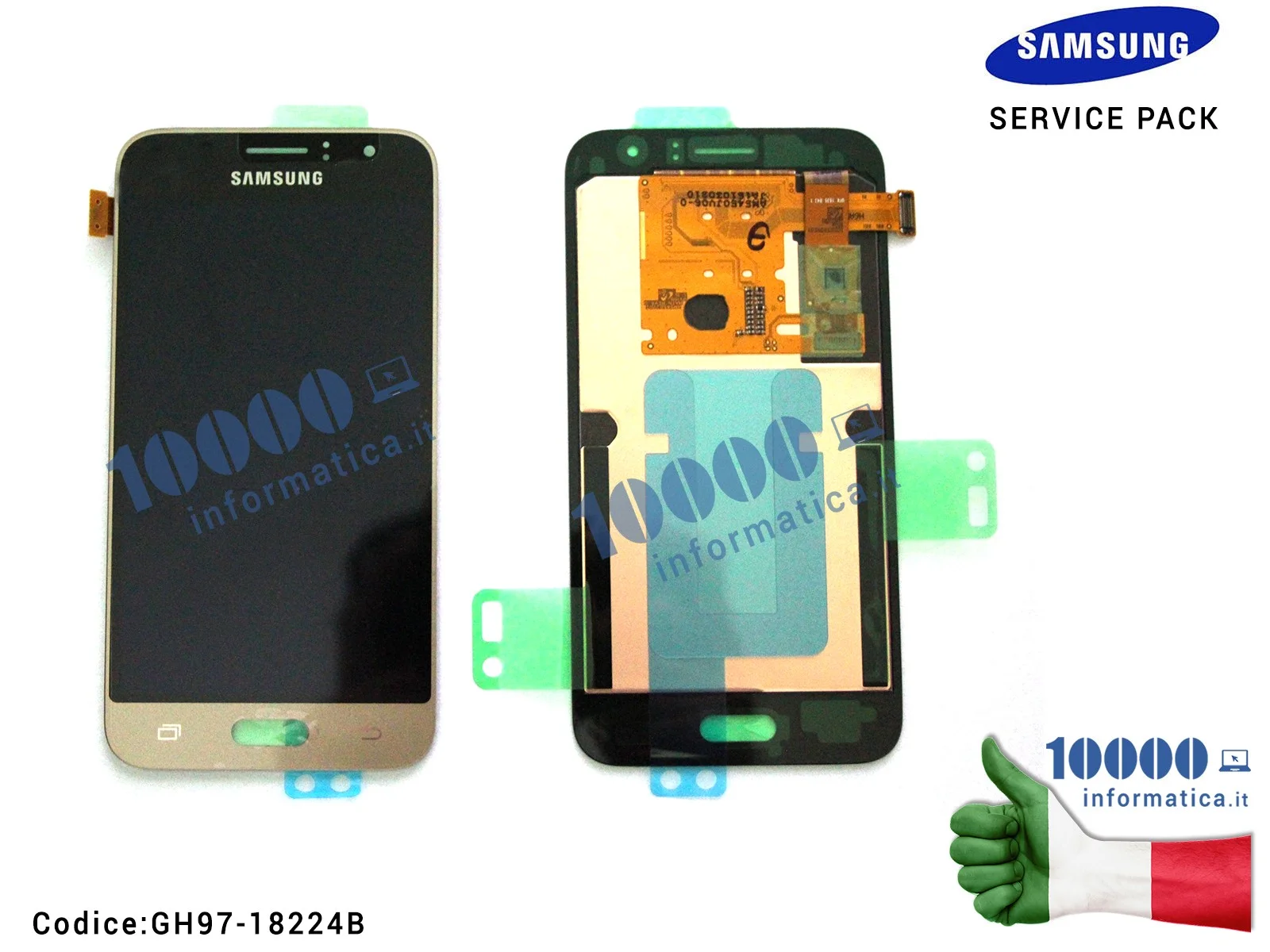 GH97-18224B Display LCD con Vetro Touch Screen SAMSUNG Galaxy J1 2016 SM-J120 (ORO/GOLD)