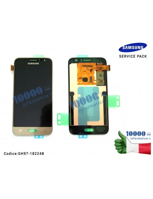 GH97-18224B Display LCD con Vetro Touch Screen SAMSUNG Galaxy J1 2016 SM-J120 (ORO/GOLD)