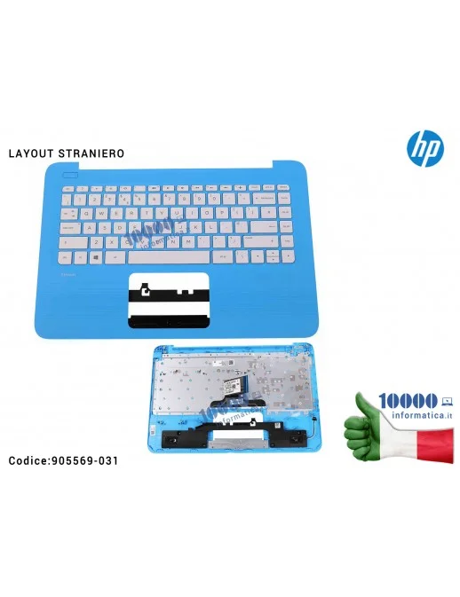 905569-031 Tastiera Straniera Completa di Top Case Superiore Palmrest HP Stream 14-AX 14-AX000 14-X004 14-AX010 [LAYOUT STRAN...