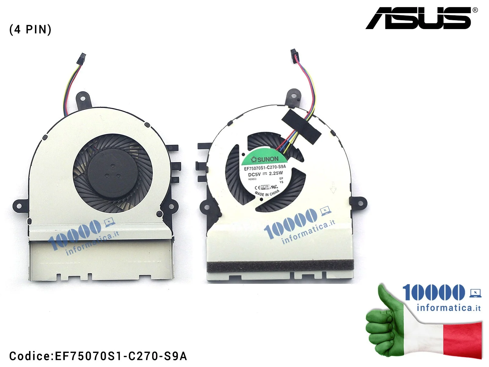 EF75070S1-C270-S9A Ventola di Raffreddamento Fan CPU ASUS X302 X302L X302LA X392LJ (4 PIN) EF75070S1-C270-S9A