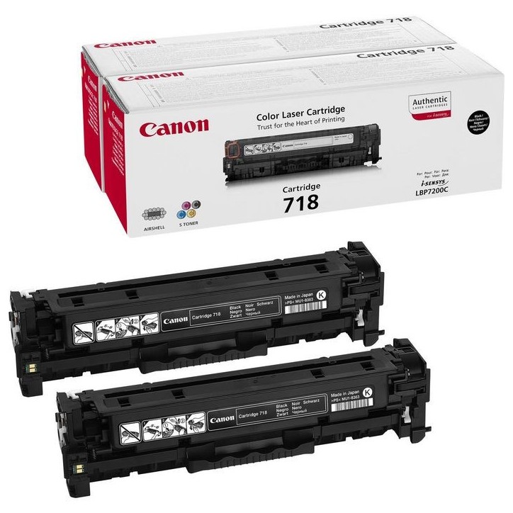 2662B005 Canon 718 BK VP, black, 6800 pages, 2 pack, for LBP7200Cdn, MF8330Cdn, MF8350Cdn 3630B001AA 3400 pagine