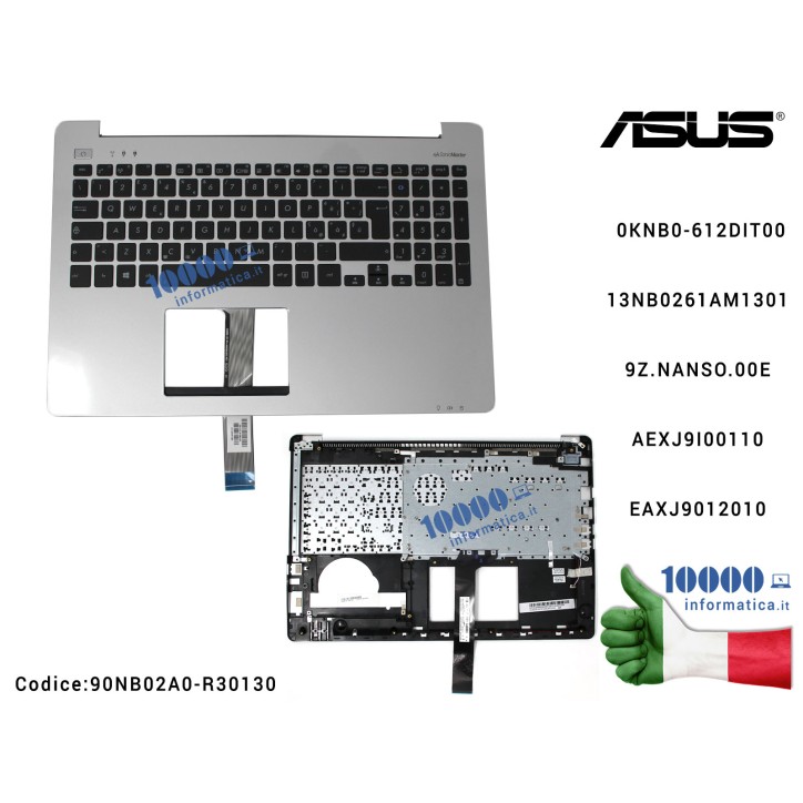 Tastiera Italiana Completa di Top Case Superiore ASUS VivoBook S551LA S551LB K551LB K551L S551L S551 A551LB A551L A551LN [SILVER