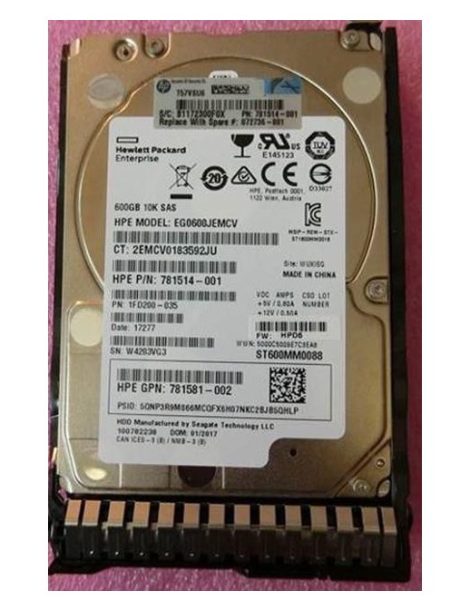 872736-001-RFB 872736-001-RFB Hewlett Packard Enterprise 600GB SAS hard drive, Refurbished Server/workstation