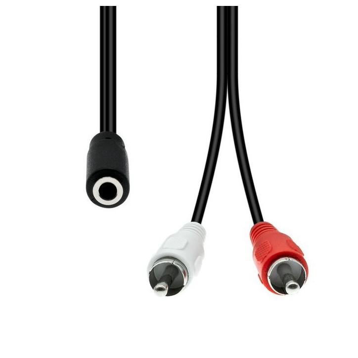 M3F2XRCA-002 ProXtend Mini-Jack 3-Pin to 2 x RCA Cable F-M Black 20cm 832221 NONE - Only use for non-battery items