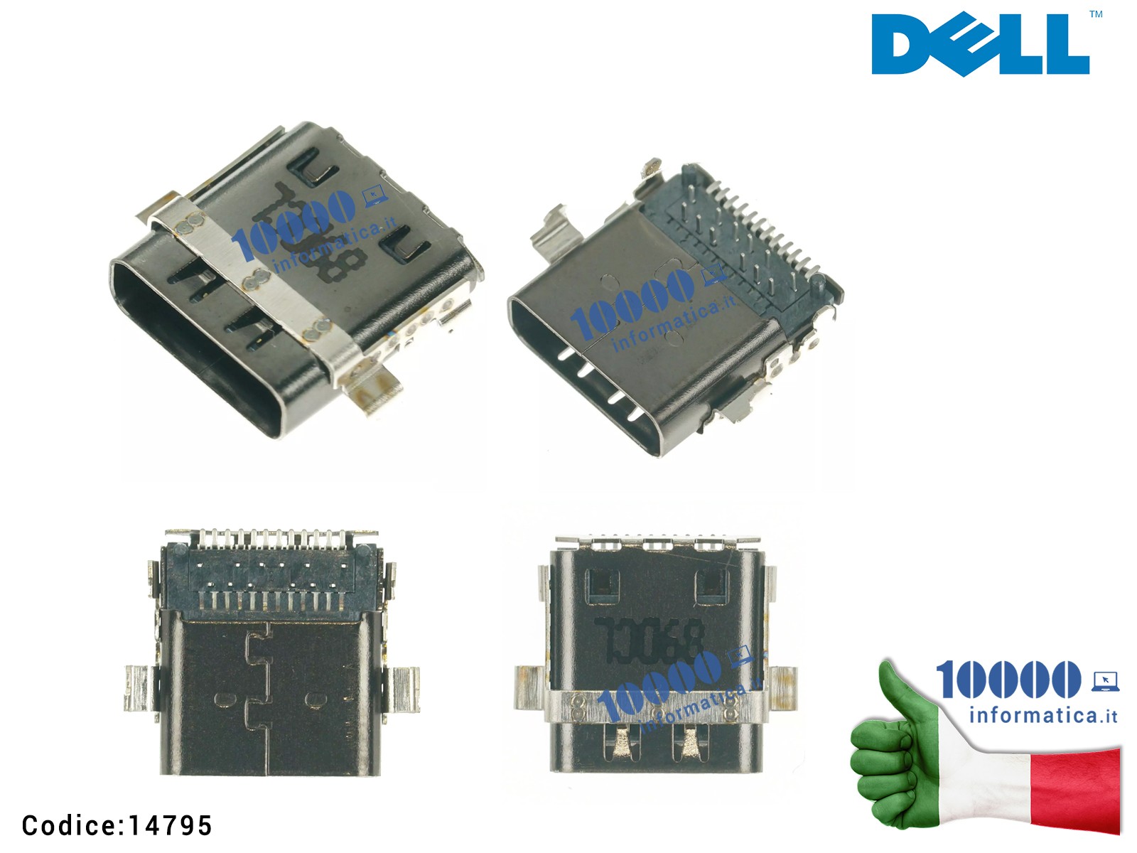 14795 Connettore di Alimentazione USB C Tipo C (24 PIN) DELL XPS 7272 LAF311P LA-J191P 9520 9530 17 9700 9710