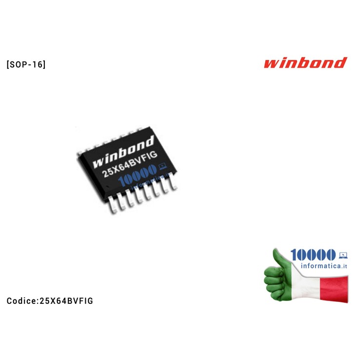 IC Chip Bios WINBOND W25X64BVFIG W 25 X 64 BVFIG 25 X 64 BVFIG W25X64 25X64 SOP16 SOP-16 Flash Memory