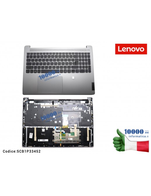 5CB1P33452 Tastiera Italiana Upper Palmrest LENOVO Slim 5 16IMH9 (83DC) [per Fingerprint] (Grigio Nuvola) 5CB1P33452 FRU5CB1P...