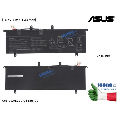 Batteria Originale ASUS UX481 UX481FL UX481FA C41N1901 0B200-03520100 15.4V 71W Batteria C41N1901 ASUS ZenBook Duo UX481 UX481FL