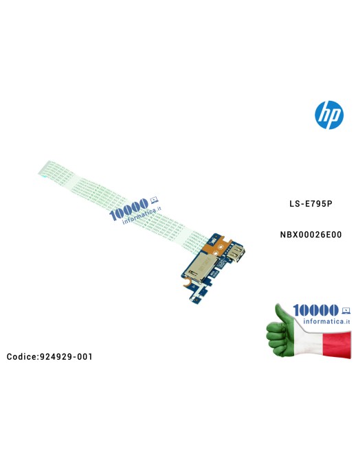 924929-001 USB Board SD Card HP 250 G6 255 G6 15-BS 15-BW 15-BU TPN...
