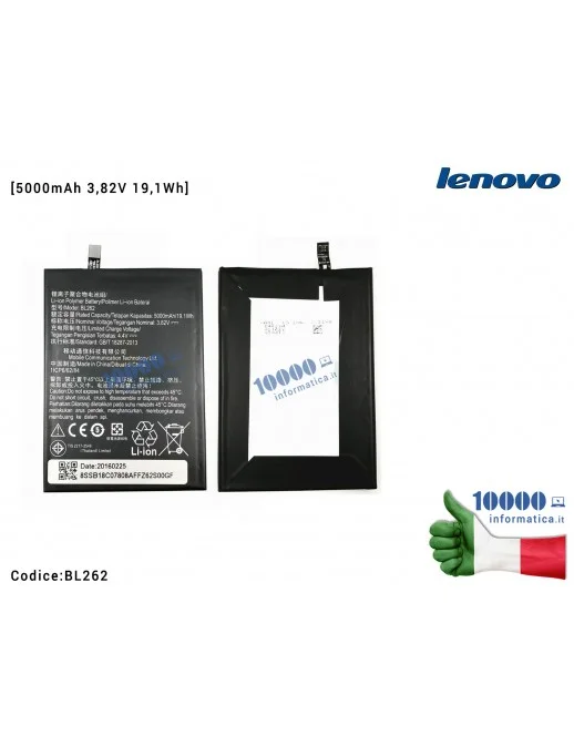 BL262 Batteria 1ICP6/62/84 LENOVO Vibe P2 P2C72 [5000mAh 3,82V 19,1Wh]
